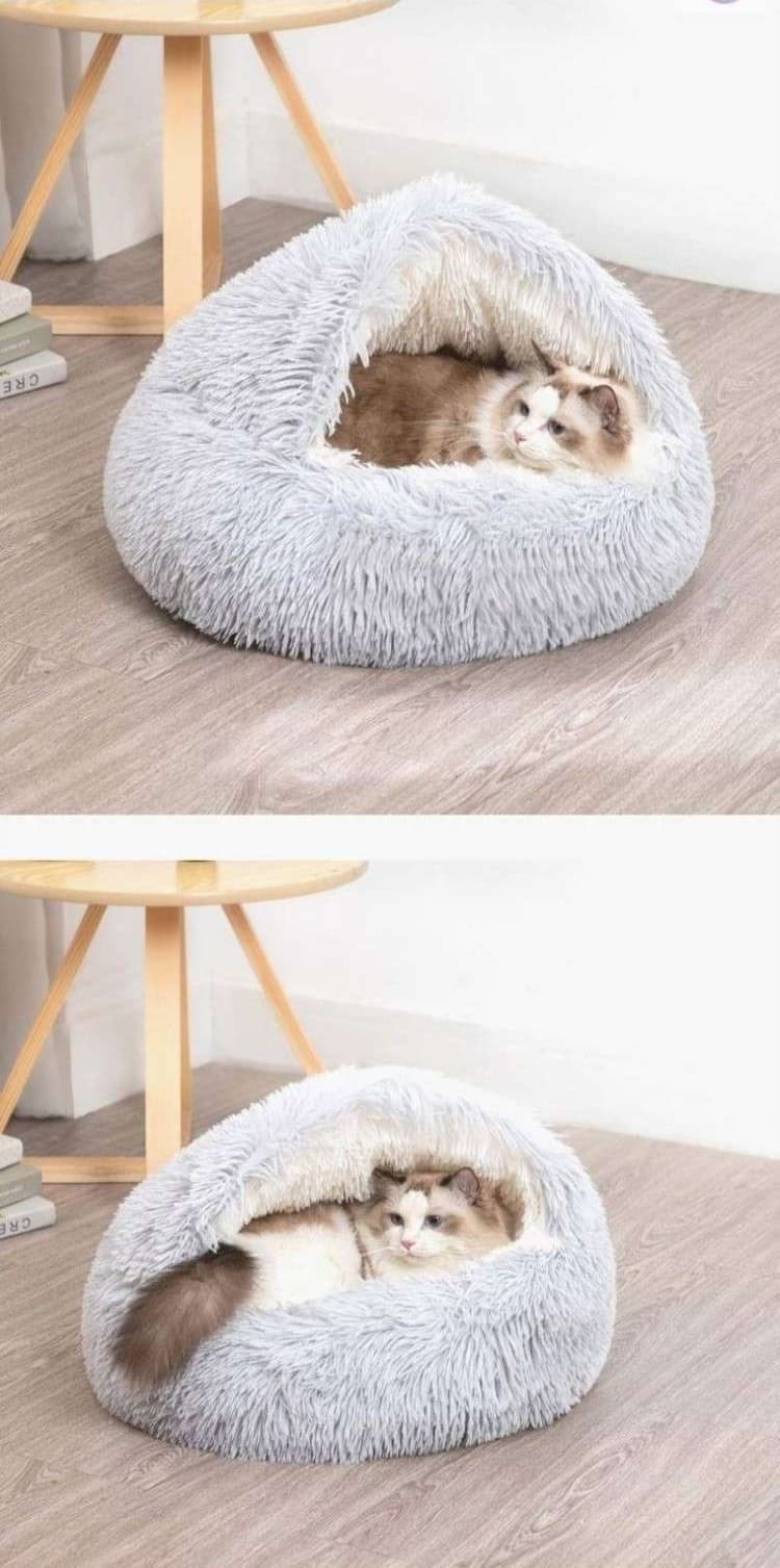 ペットマット 猫用ふわもこドーム型ペットベッド