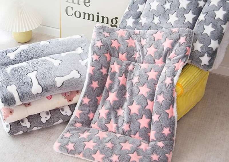 ペットマット 猫用 ふわもこスター柄マット