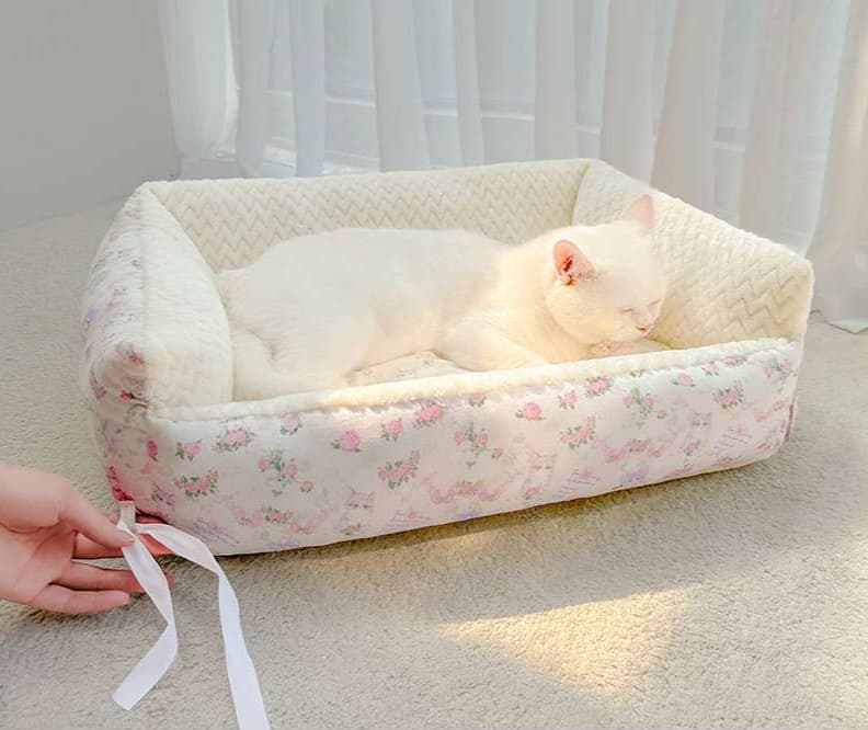 ペットマット 猫用 リボン付きお姫様ペットソファー