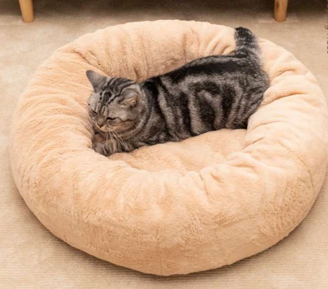 ペットマット 猫用 もふもふ安眠ドーナツベッド