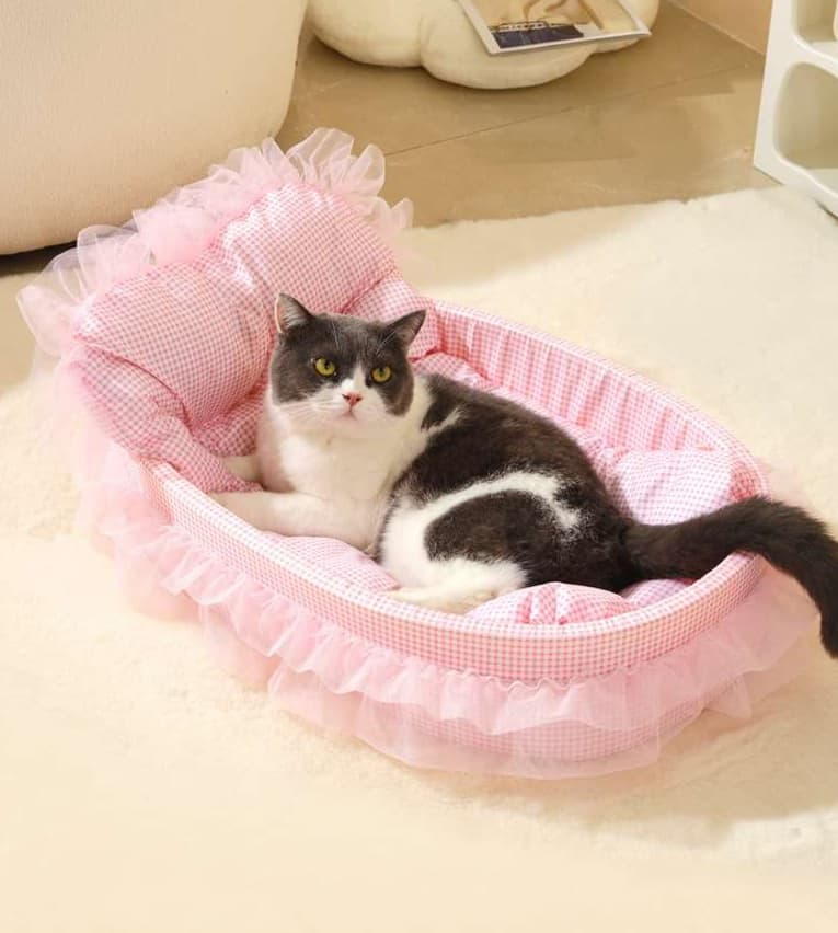 ペットマット 猫用ふんわりチュール付きペットベッド