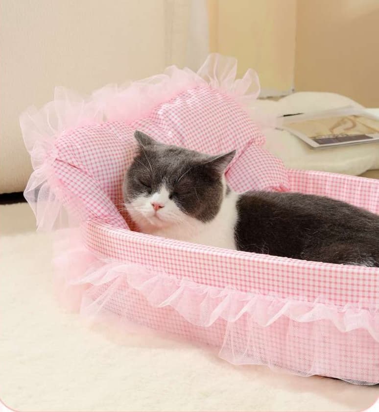 ペットマット 猫用ふんわりチュール付きペットベッド