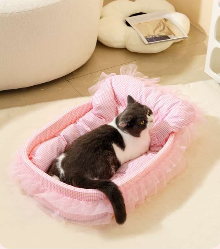 ペットマット 猫用ふんわりチュール付きペットベッド