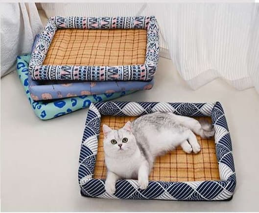 ペットマット 猫用 ひんやり涼感ラタンマット