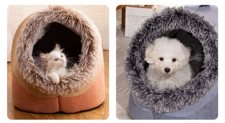 ペットマット 犬用 もこもこドーム型ペットベッド