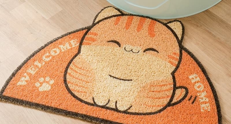 ペットマット 猫用 かわいい笑顔の猫型マット