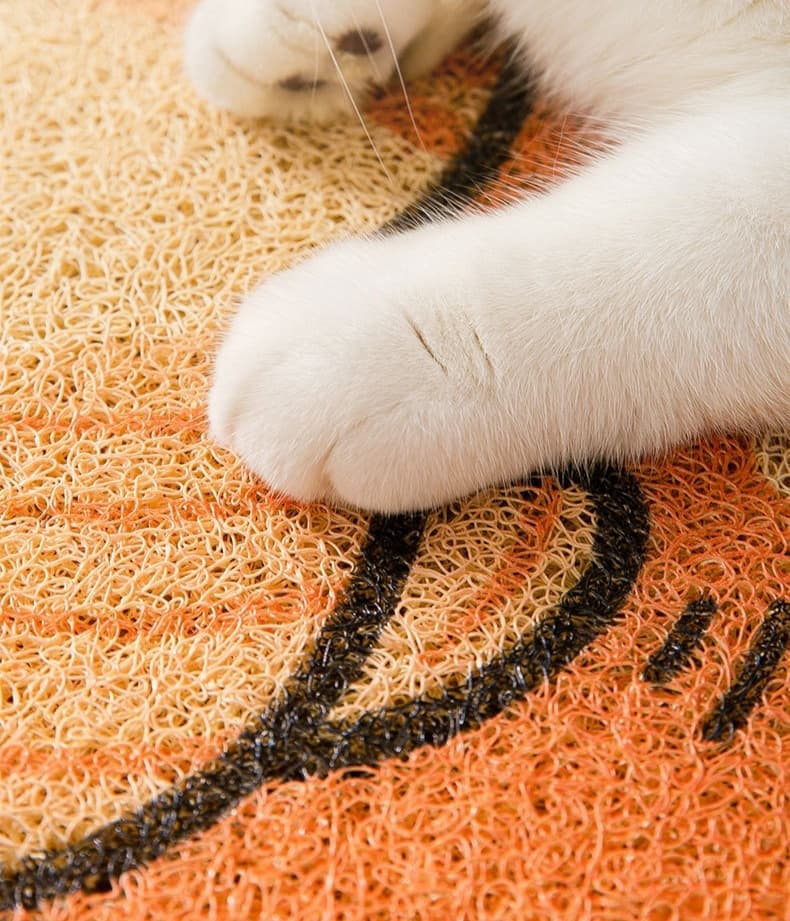 ペットマット 猫用 かわいい笑顔の猫型マット