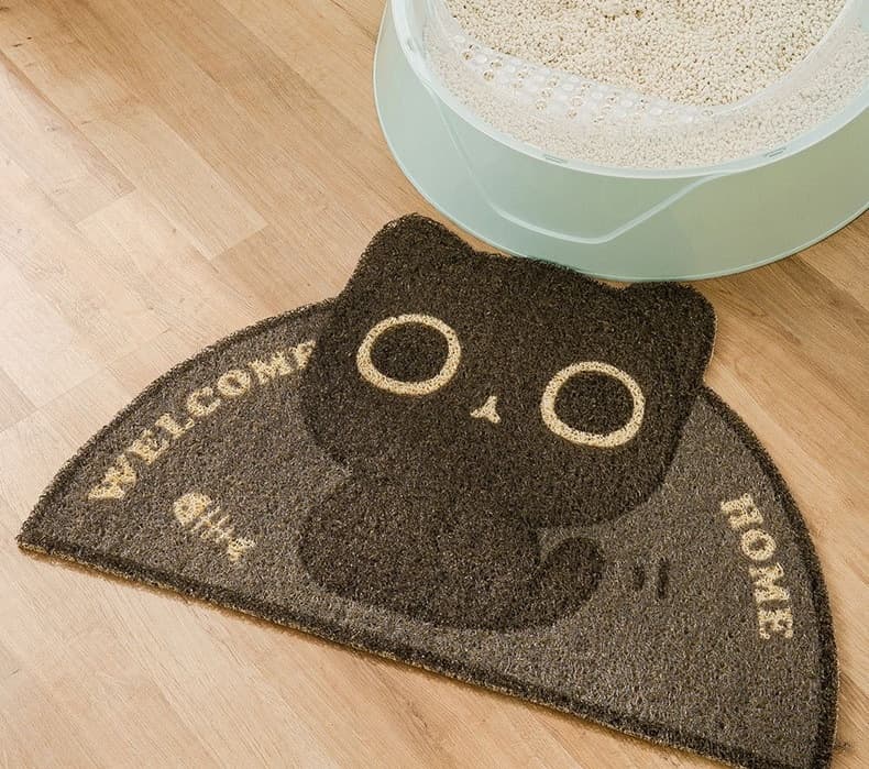 ペットマット 猫用 かわいい笑顔の猫型マット
