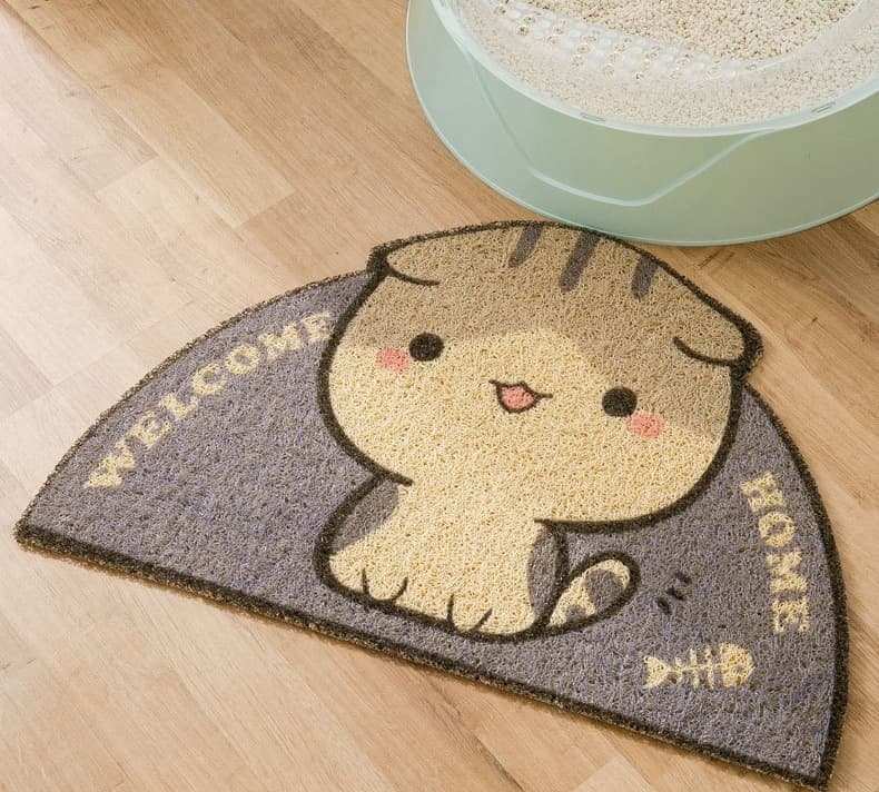ペットマット 猫用 かわいい笑顔の猫型マット