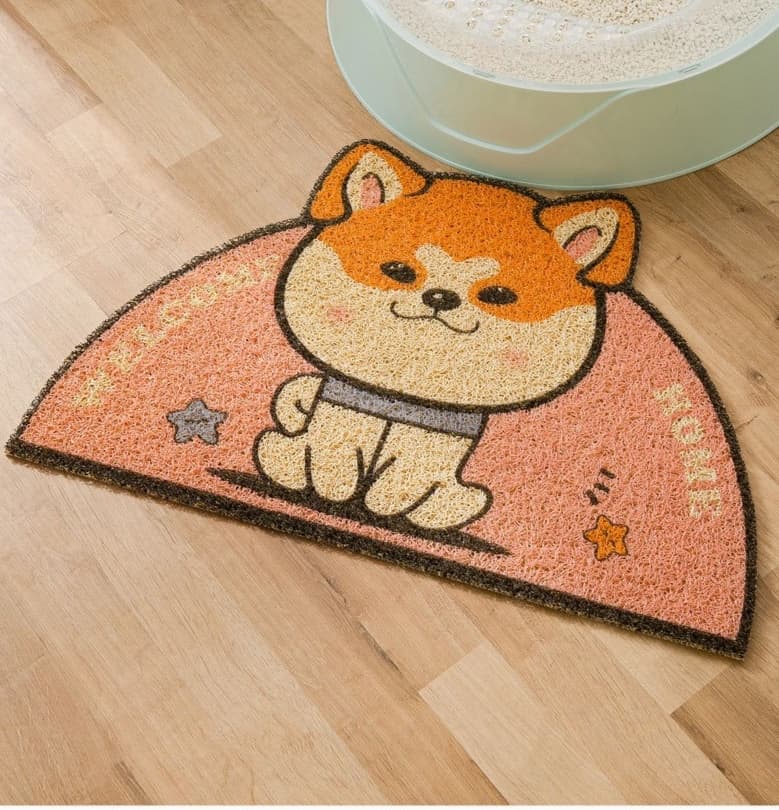 ペットマット 猫用 かわいい笑顔の猫型マット
