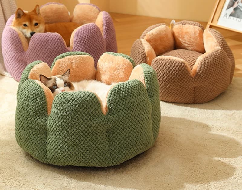 ペットマット 犬猫兼用 もこもこ花びらペットクッション