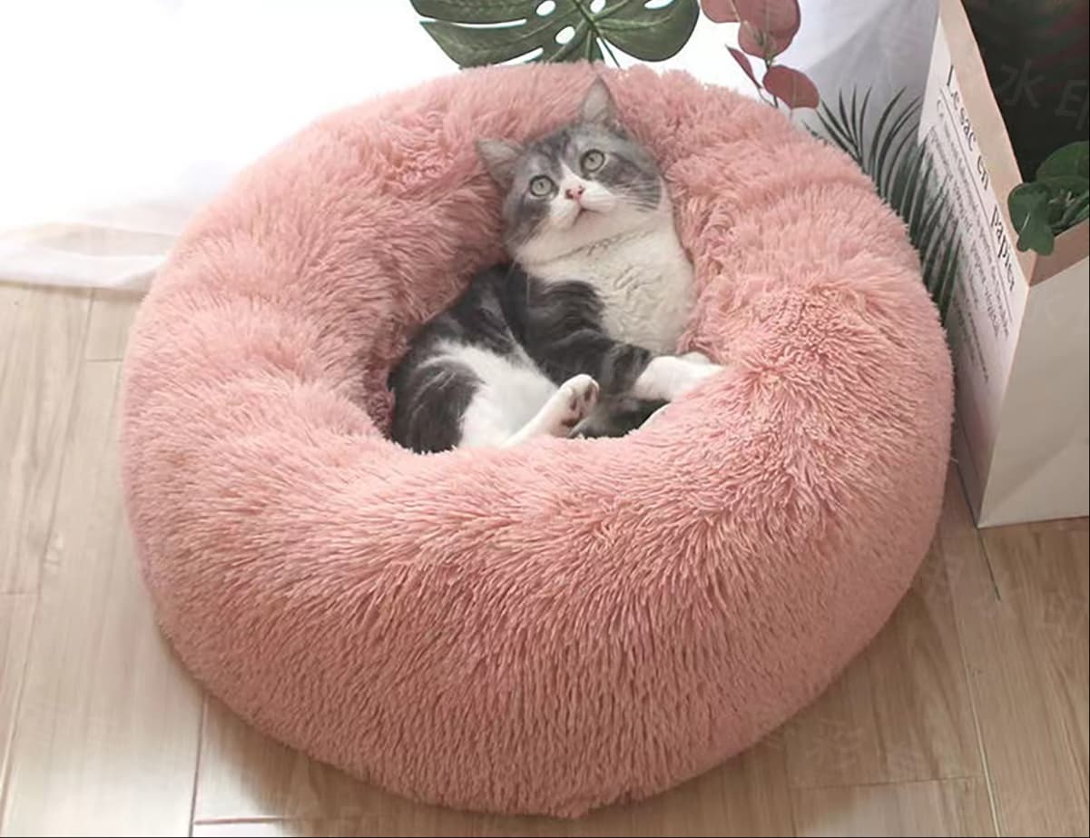 ペットマット 犬猫兼用 もこもこドーナツ型クッション