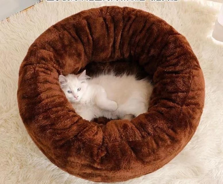 ペットマット 犬猫兼用 もこもこドーナツ型クッション