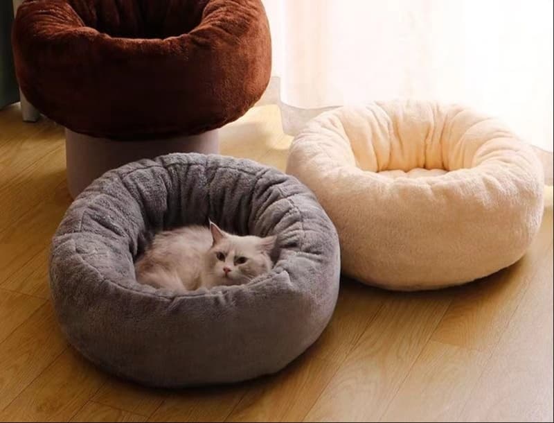 ペットマット 犬猫兼用 もこもこドーナツ型クッション
