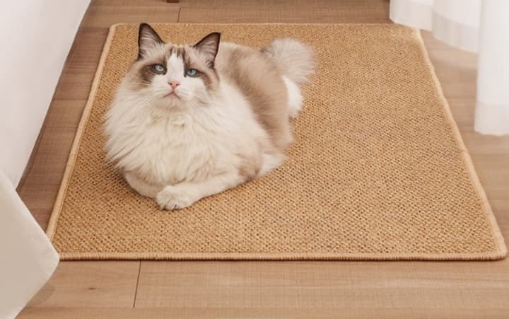 ペットマット 猫用 高級麻素材ツーウェイラグマット