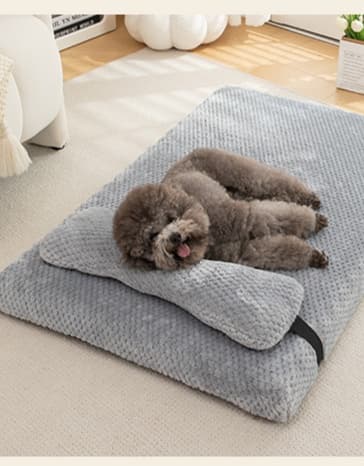 ペットマット 犬用 もこもこ包み込むロール枕付きマット
