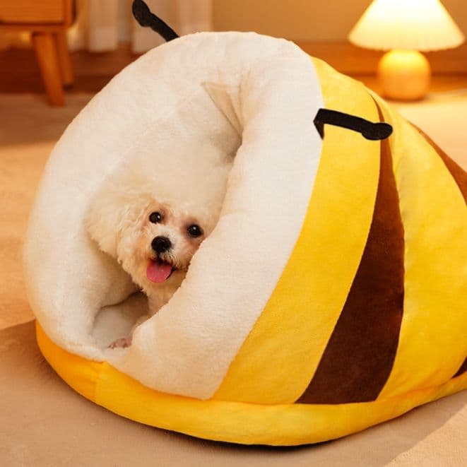 ペットマット 犬猫兼用 ふわもこ包み込み温かドーム型寝床