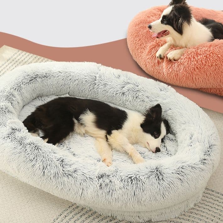 ペットマット 犬用 ふわふわ長毛円形クッションベッド