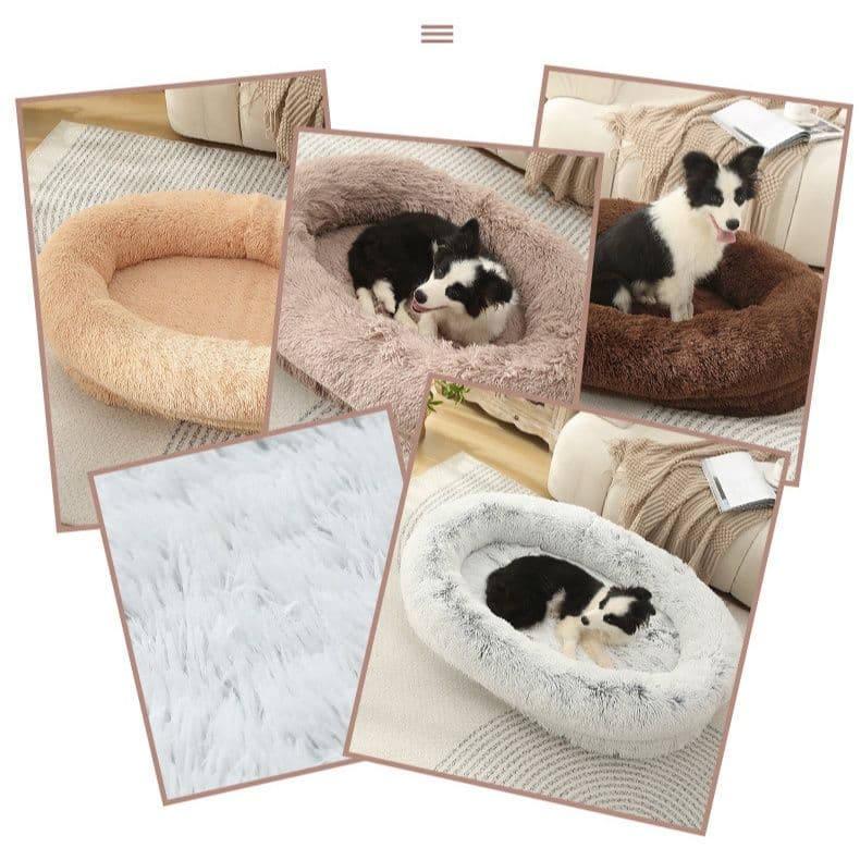 ペットマット 犬用 ふわふわ長毛円形クッションベッド