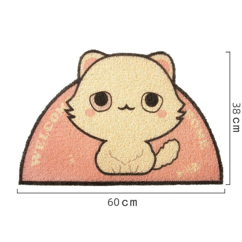 ペットマット 猫用 かわいい笑顔の猫型マット