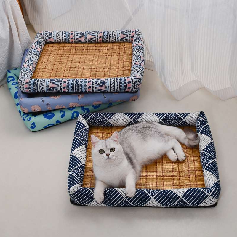 ペットマット 猫用 ひんやり涼感ラタンマット