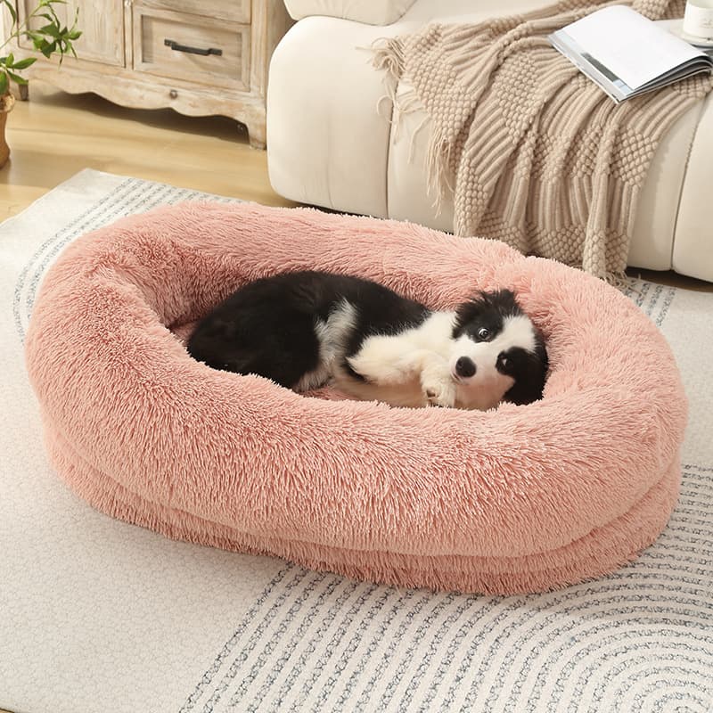 ペットマット 犬用 ふわふわ長毛円形クッションベッド