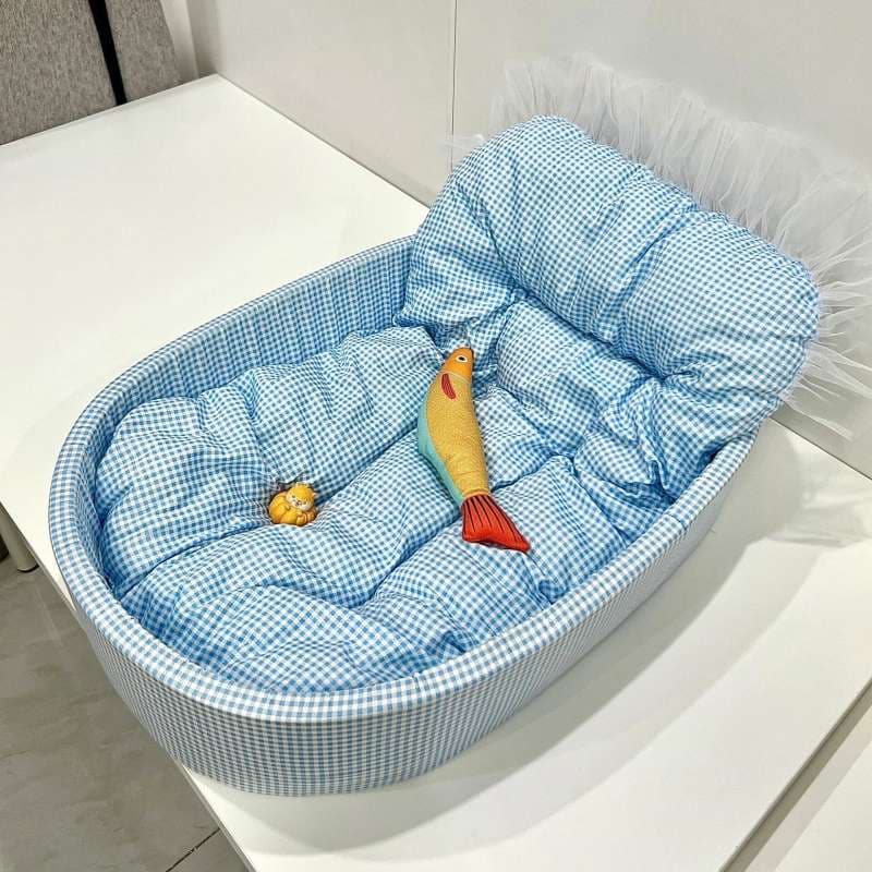 ペットマット 猫用ふんわりチュール付きペットベッド