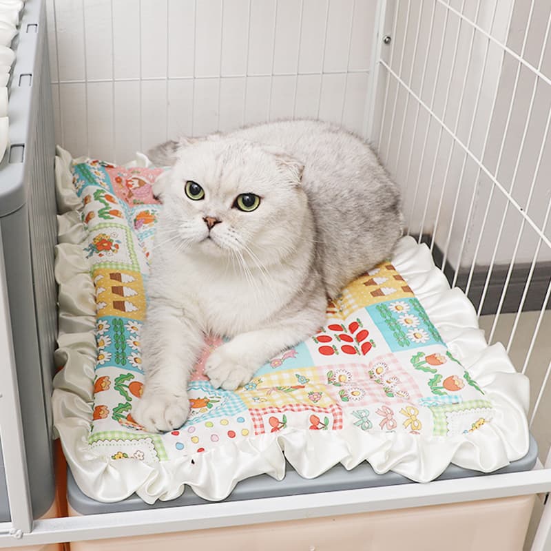 ペットマット 猫用 ふんわりフリル付きペットクッション