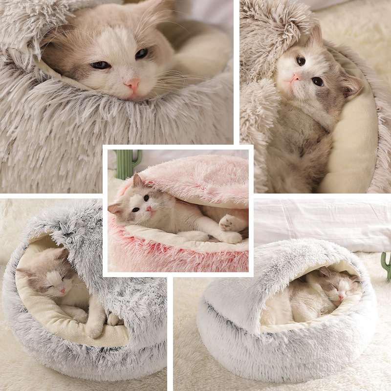 ペットマット 猫用 もこもこドーム型ベッド