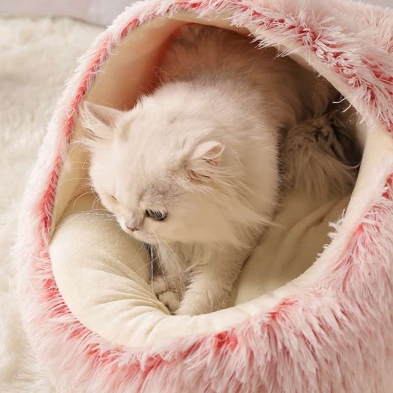 ペットマット 猫用 もこもこドーム型ベッド