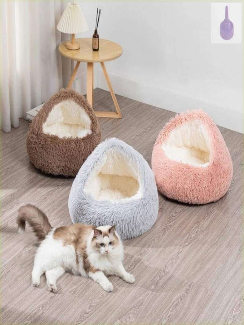 ペットマット 猫用ふわもこドーム型ペットベッド