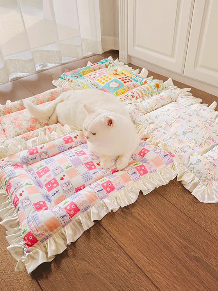 ペットマット 猫用 ふんわりフリル付きペットクッション