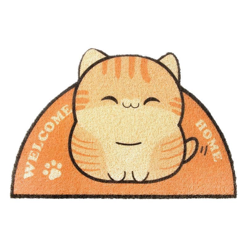 ペットマット 猫用 かわいい笑顔の猫型マット