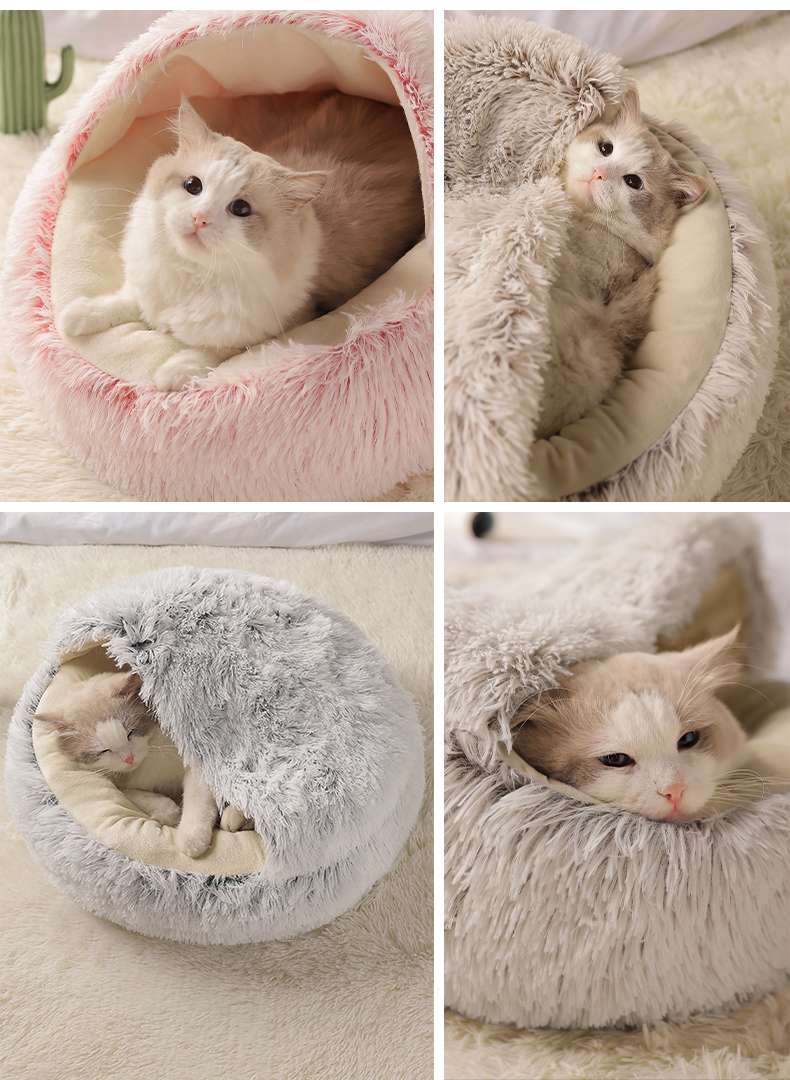 ペットマット 猫用 もこもこドーム型ベッド