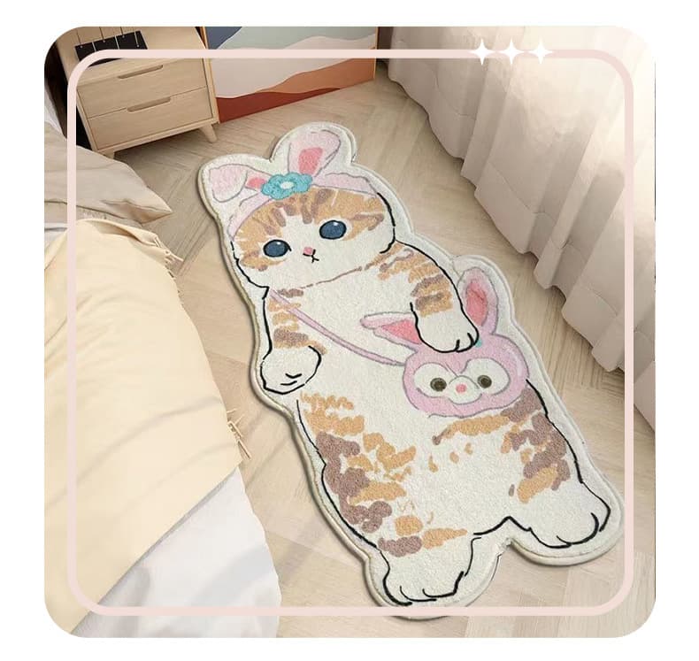 ペットマット 猫用 ねこちゃんデザイン滑り止め付マット
