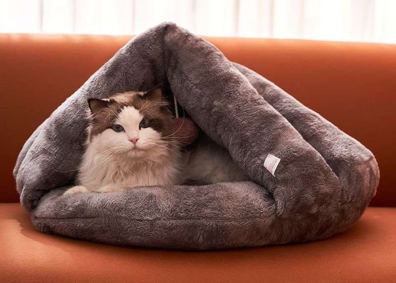 ペットマット 猫用 もこもこドーム型ぬくぬくマット