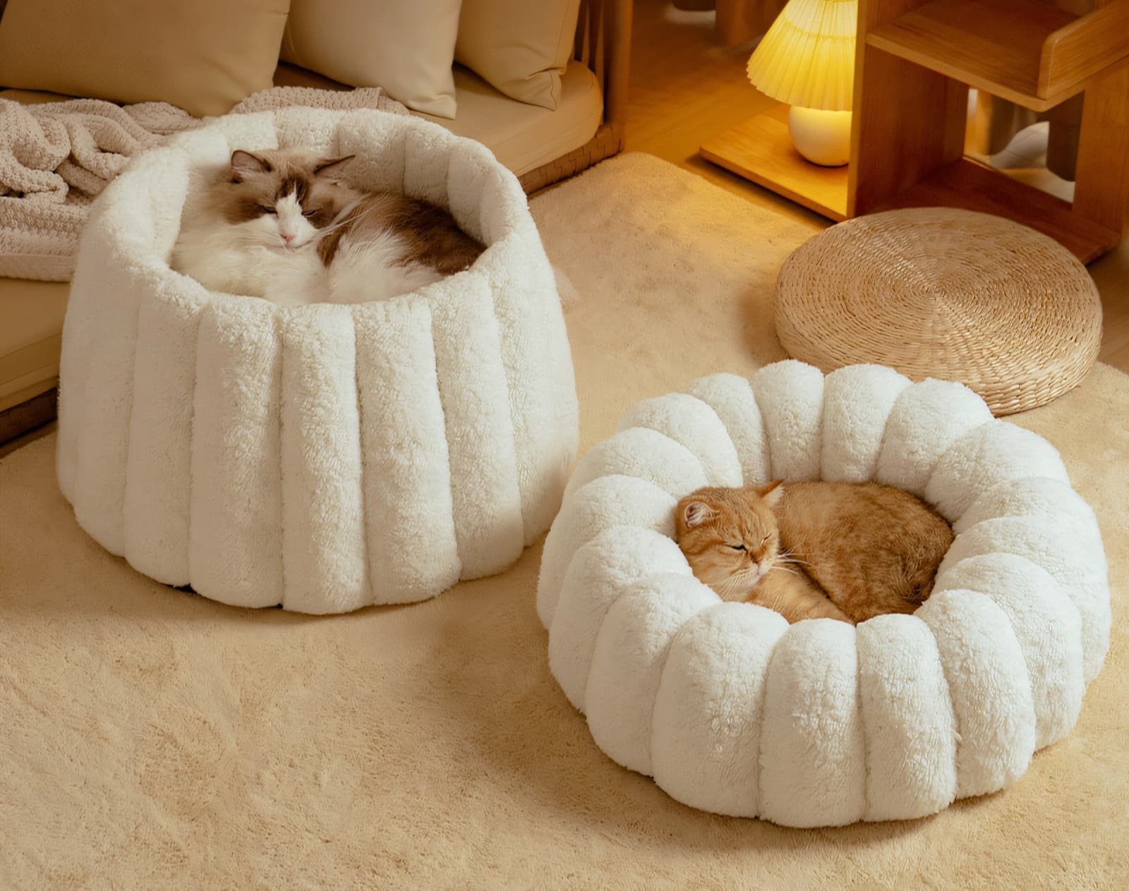 ペットマット 猫用 もこもくぬくぬくまんまるベッド