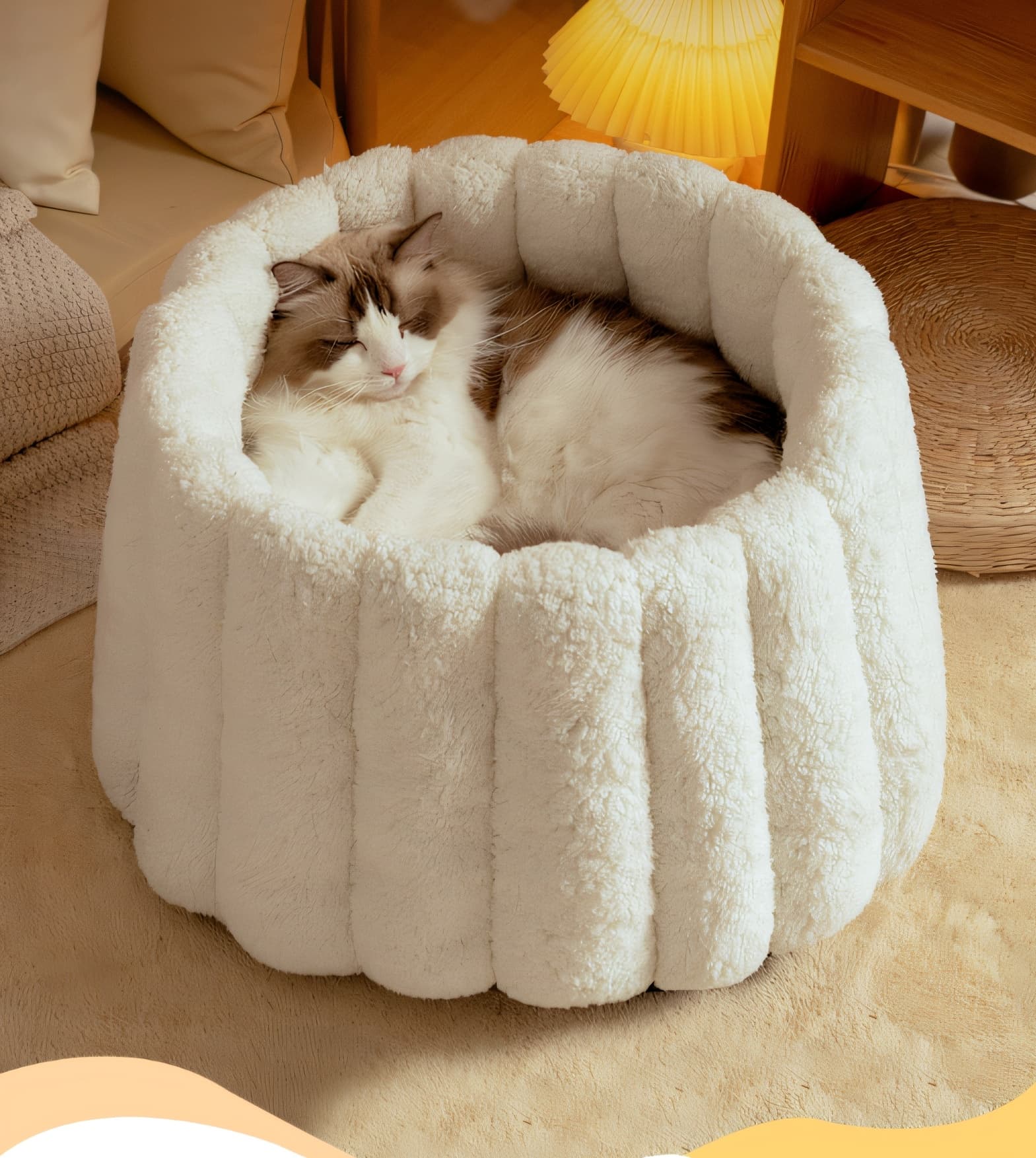 ペットマット 猫用 もこもくぬくぬくまんまるベッド