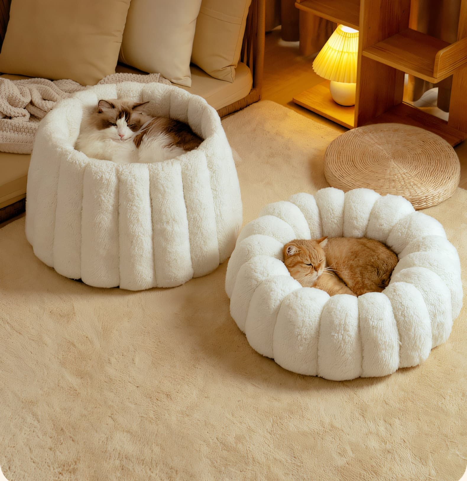 ペットマット 猫用 もこもくぬくぬくまんまるベッド