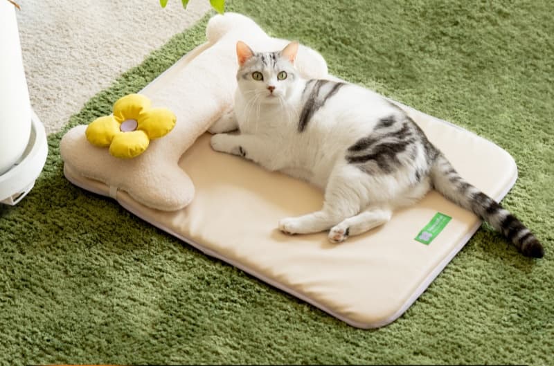 ペットマット 犬猫兼用 ふわもこ骨型マット