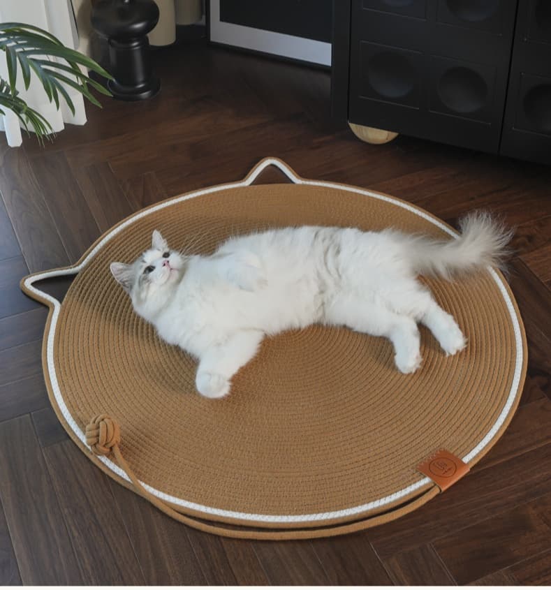 ペットマット 猫用 ぽかぽか円形猫耳ラグマット