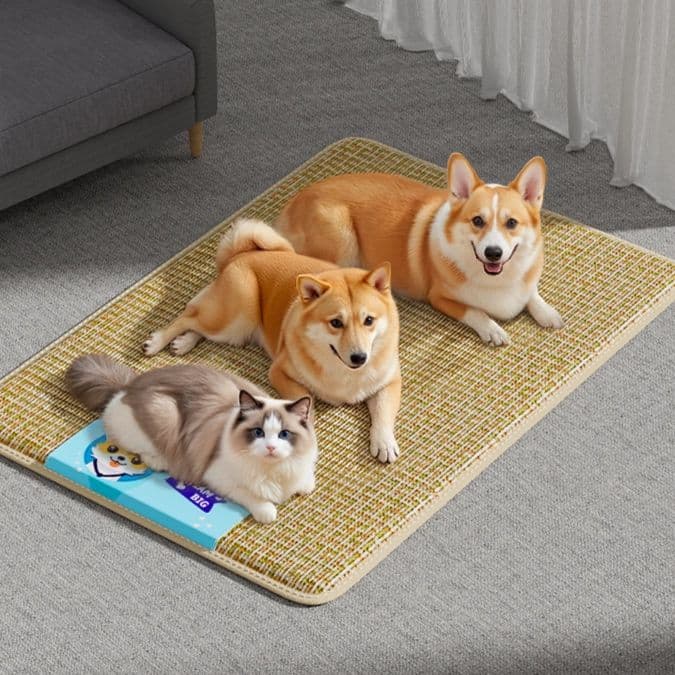 ペットマット 犬猫兼用 涼感竹編織ひんやりマット