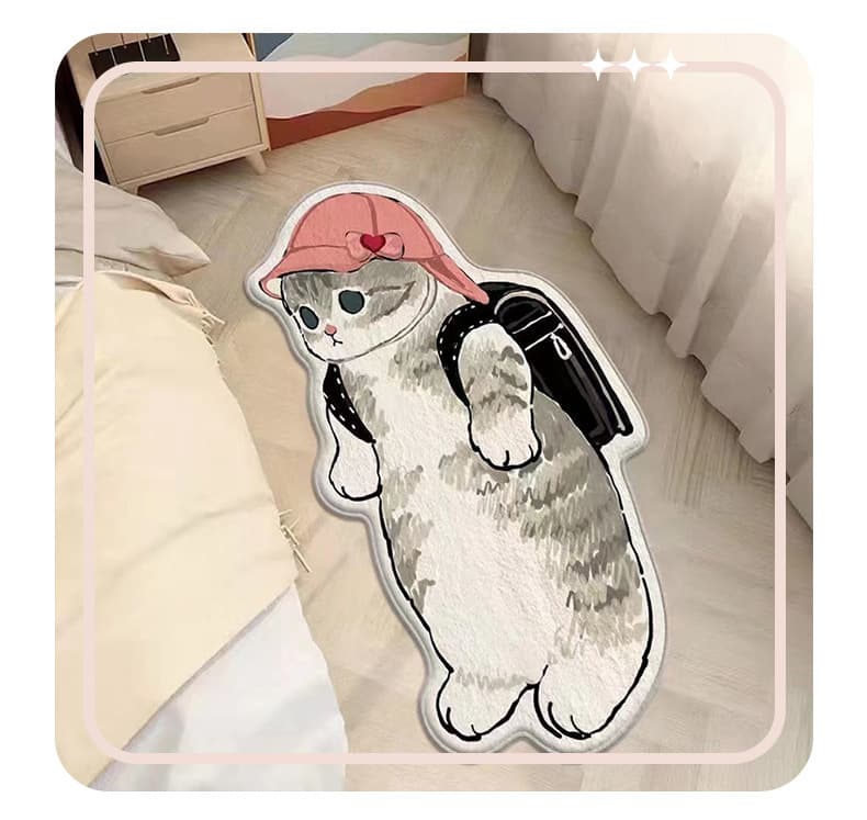 ペットマット 猫用 ねこちゃんデザイン滑り止め付マット