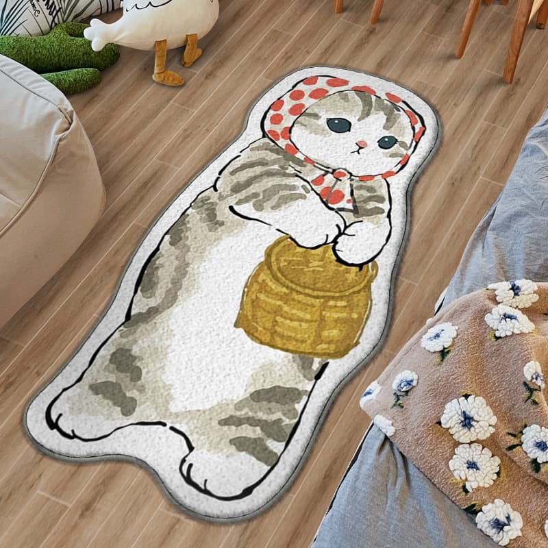 ペットマット 猫用 ねこちゃんデザイン滑り止め付マット