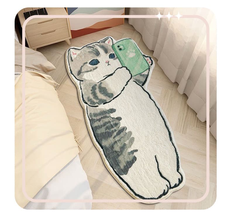 ペットマット 猫用 ねこちゃんデザイン滑り止め付マット