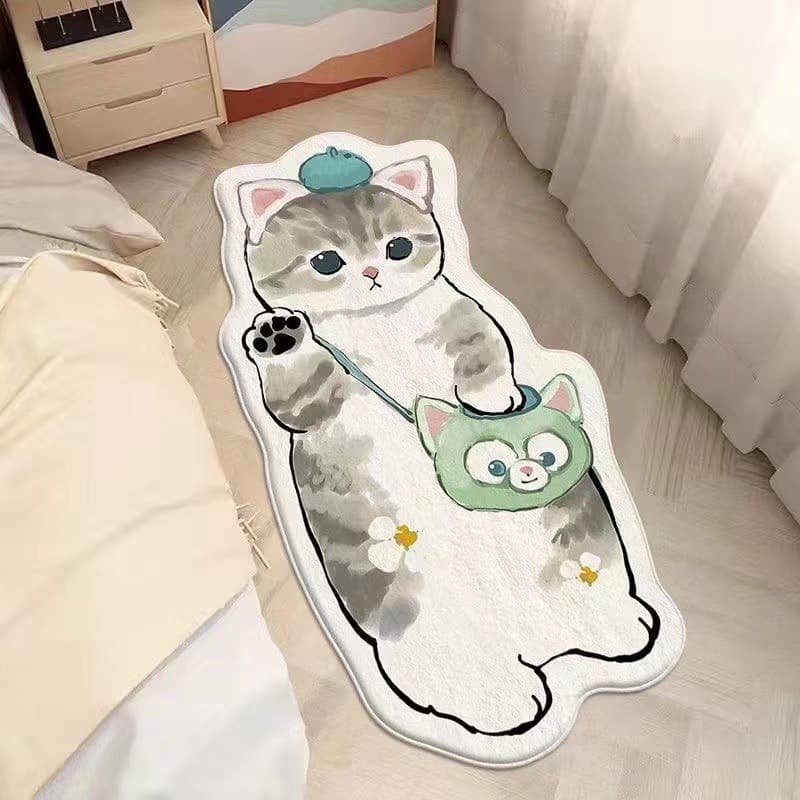 ペットマット 猫用 ねこちゃんデザイン滑り止め付マット