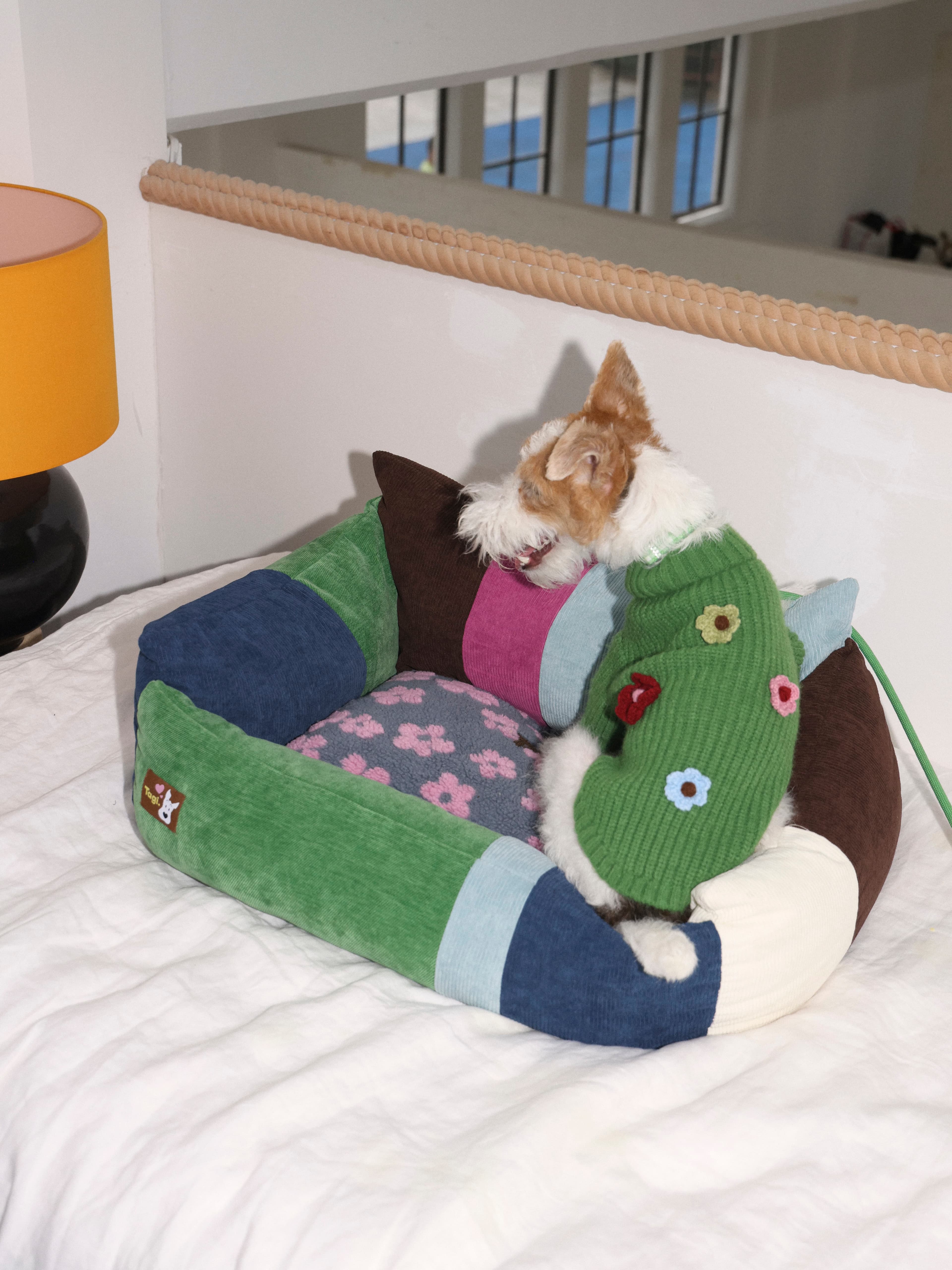 ペットマット 犬用 手作り風パッチワークくつろぎベッド