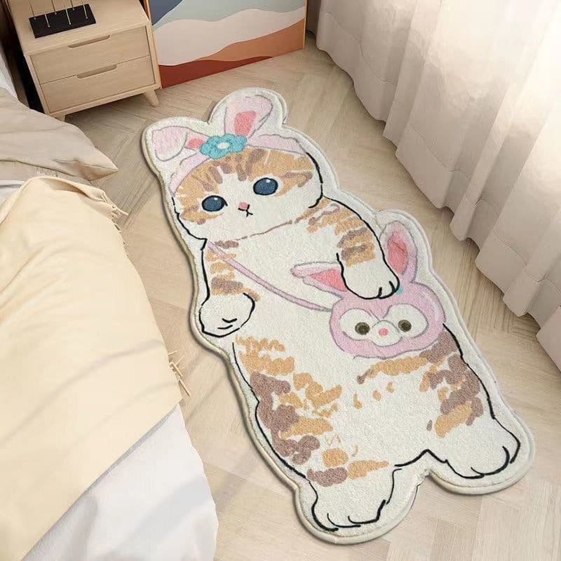 ペットマット 猫用 ねこちゃんデザイン滑り止め付マット