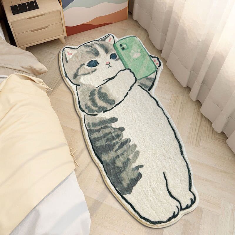 ペットマット 猫用 ねこちゃんデザイン滑り止め付マット