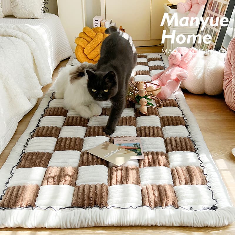 ペットマット 犬猫兼用 市松模様のふわふわキルティング敷きマット